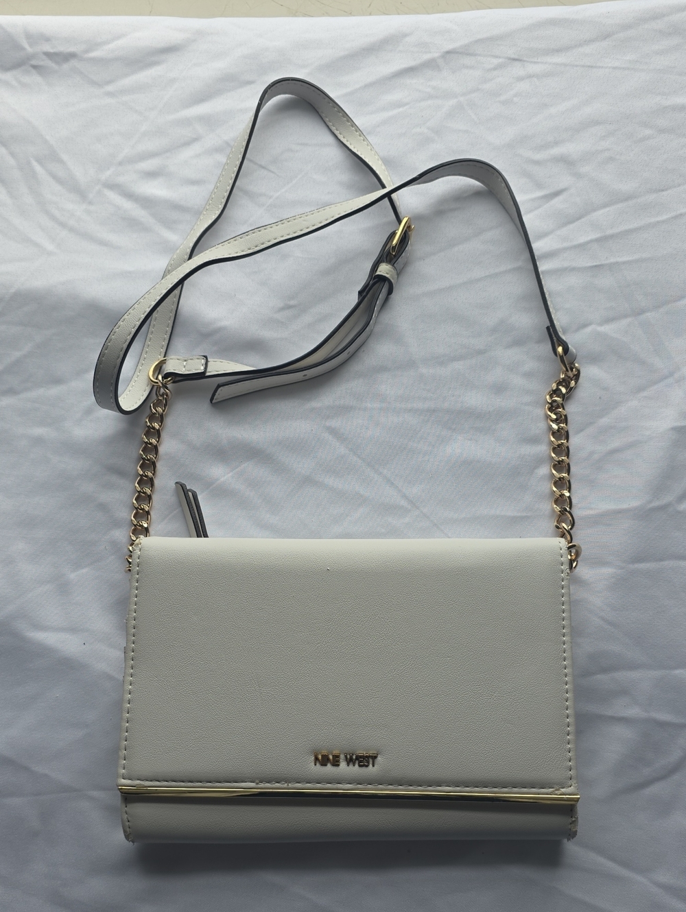 Nine West White Crossbody Bag with Gold Chain